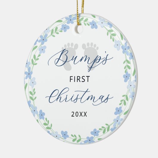 バンプズ初めてのクリスマス足跡ブルーホリデイ セラミックオーナメント (左)