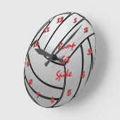 バンプセットスパイクバレーボール(数字あり) ラウンド壁時計 (傾斜)