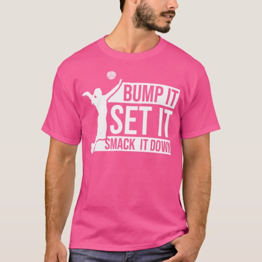バンプセット女性バレーボールを打つ Tシャツ (正面)