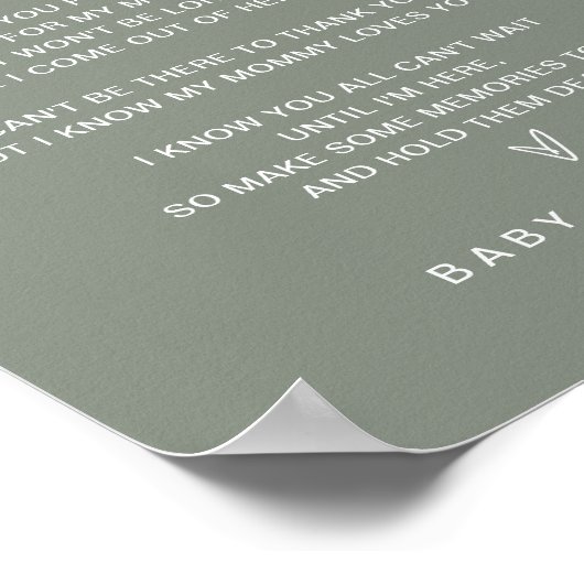 バンプベイビーシャワーのサインからのセージ ポスター (角)