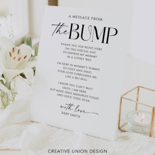 バンプベイビーシャワーのサインからのメッセージ 台座サイン