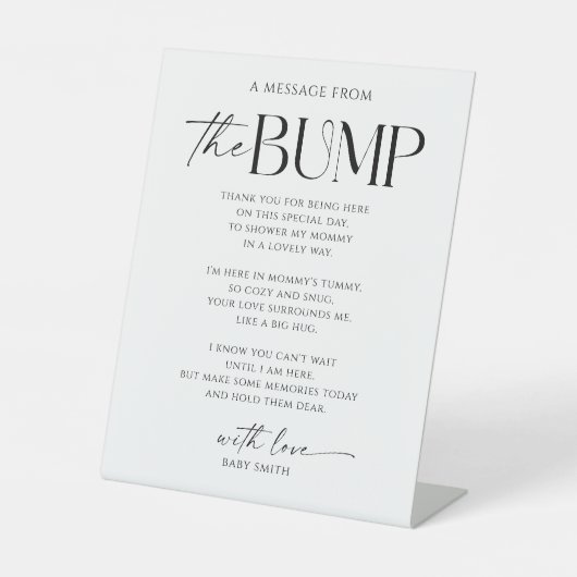 バンプベイビーシャワーのサインからのメッセージ 台座サイン (正面)