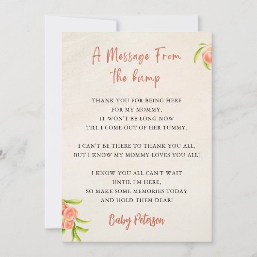 バンプベビーシャワーカードからのメッセージ 招待状 (正面)