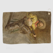 バンホスペインのーのトレイル遊ソングでカウボーイを歌う ゴルフタオル (横)