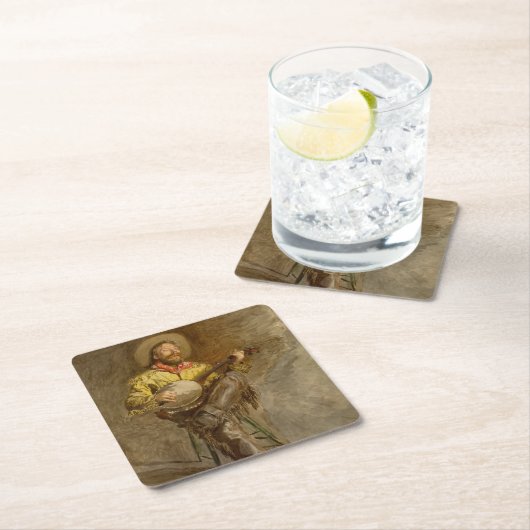 バンホスペインのーのトレイル遊ソングでカウボーイを歌う スクエアペーパーコースター (インサイチュ)