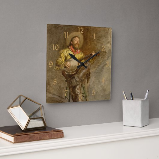 バンホスペインのーのトレイル遊ソングでカウボーイを歌う スクエア壁時計 (オフィス)