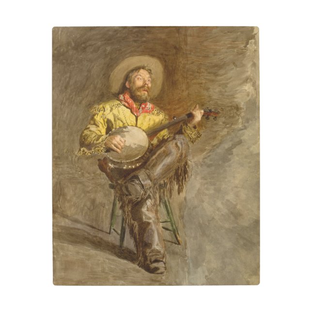 バンホスペインのーのトレイル遊ソングでカウボーイを歌う メタルプリント (正面)