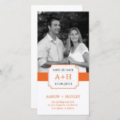 バンモダンド保存日付のフォトカード-オレンジ セーブザデート (正面/裏面)