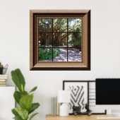 バンヤンツリーフェイクウィンドウシリラックスーンの緑 ポスター (ホームオフィス)