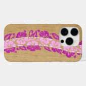 バンヤンハワイアンフェイクハイビスカスウッドサーフボードピンク Case-Mate iPhoneケース (裏面 (横))