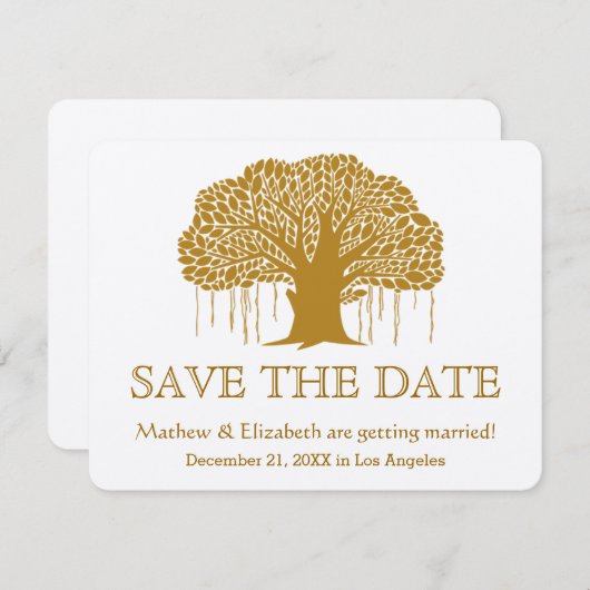 バンヤン·ツリー素朴のアウトドアウエディングが日付を救う 招待状 (正面/裏面)