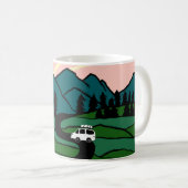 バンライフロードトリップカンパーバンマウンテンサンライズ コーヒーマグカップ (正面右)