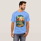 バンライフ リトリート ヴィンテージ キャンプ ビバ アドベンチャー vi tシャツ (正面フル)