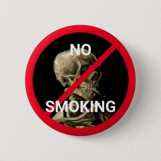 バン喫煙とのノーサインゴッホスカルアートワーク 缶バッジ (正面)