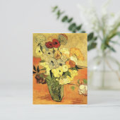 バン日本のゴッホのバラとアネモネス付き花瓶 ポストカード (スタンド正面)