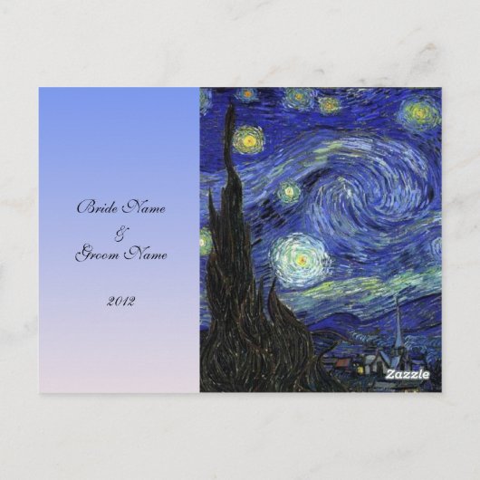 バン結婚ゴッホ星空の夜の受付カード ポストカード (裏面)