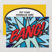 バン!あなたのメッセージ スピーチ バブル ファン レトロ 案内状 (正面/裏面)