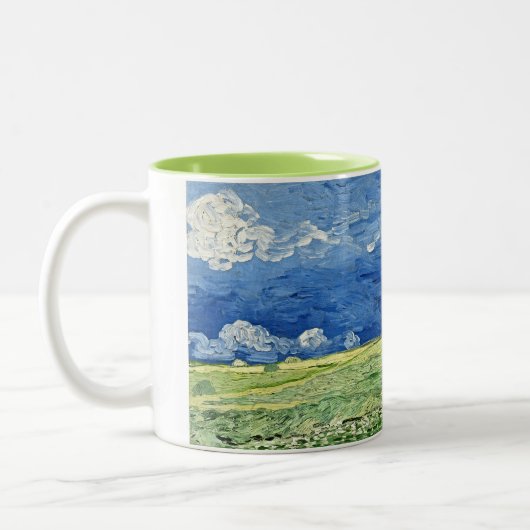 バン・ゴッホのホイートフィールドは雷雲の下 ツートーンマグカップ (左)