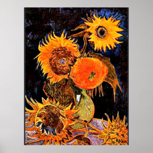 バン・ゴッホ – ひまわりの花が6本ある花瓶 ポスター
