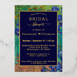 バン・ゴッホ・イリー絵画スフローラブライダルシャワー金ゴールド 箔招待状