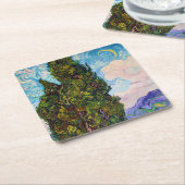 バン・ゴッホ・シプレス スクエアペーパーコースター (アングル)