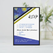 バン・ゴッホ・スタリー・ナイト・スタイルRSVP結婚の囲い 出欠カード (スタンド正面)