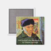 バン・ゴッホ、包帯された耳を持つセルフポートレート マグネット (正面/裏面)