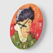 バン・ゴッホ – 耳とパイプに包帯を巻いた自画像 ラージ壁時計 (傾斜)