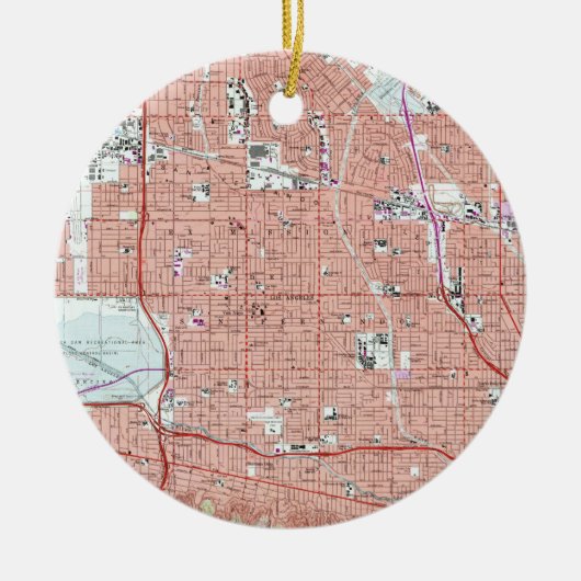 バン・ヌイ・カリフォルニアのヴィンテージの地図(1966年) セラミックオーナメント (正面)