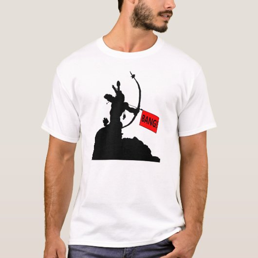 "バン！" 矢 楽しい Tシャツ (正面)