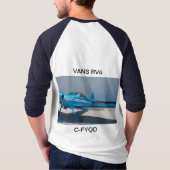 バンRV6が付いている3/4の長さのRaglan + CNY3空港 Tシャツ (裏面)