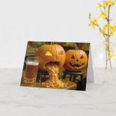 バーでハロウィンのカボチャの誕生日ユーモア カード (黄色い花)