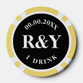 バーで飲み物のためのカスタムウェディングパーティートランプのポーカーチップ ポーカーチップ (裏面)