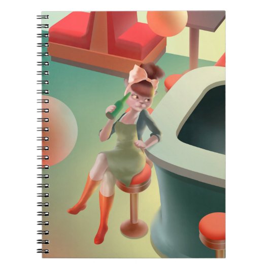 バーで飲む猫ビール ノートブック (正面)