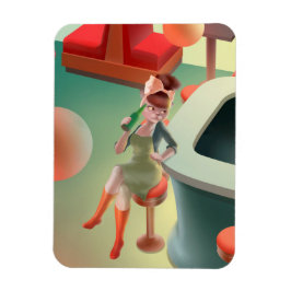 バーで飲む猫ビール マグネット