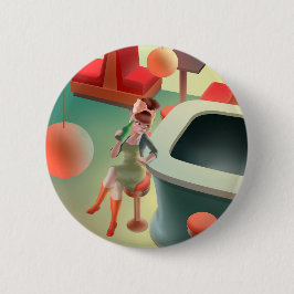 バーで飲む猫ビール 缶バッジ