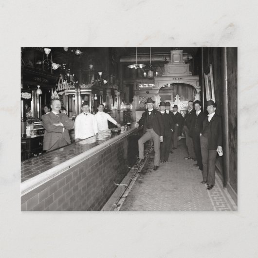 バーで飲酒する紳士たち 1910年 ポストカード (正面)