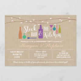 バーとキッチンの婚約カップル 招待状