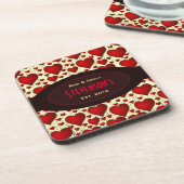 バーとグリル赤いハートとブルゴーニュの銘板 コースター (左側)