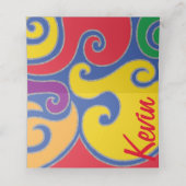 バーとバルミツワーエレガントの色の渦巻き プレイスカード (内部開封)