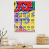 バーとバルミツワーカラフルの旋回座席表 ポスター (キッチン)