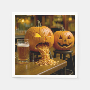 バーに置かれたゲロ吐きハロウィン・カボチャ スタンダードカクテルナプキン