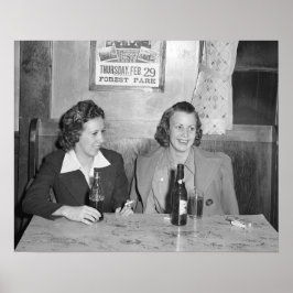 バーに集う少女たち、1940年。ヴィンテージ写真 ポスター