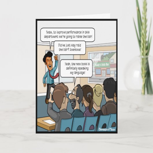 バーのおもしろいボスの名刺を上げる カード (正面)