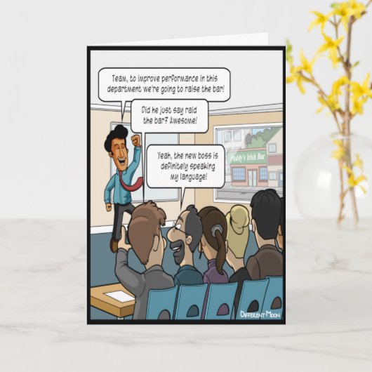 バーのおもしろいボスの名刺を上げる カード (黄色い花)