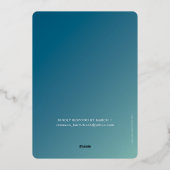 バーのお披露目 現代の星 青 ミント グラデーション 箔招待状 (裏面)