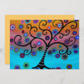 バーのこうもりのB'nai (ユダヤ教の)バル・ミツバーの招待状生命の樹 招待状 (正面/裏面)