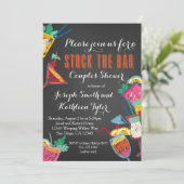 バーのカップルのウェディングシャワーの招待状に貯蔵して下さい 招待状 (スタンド正面)