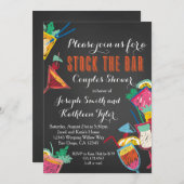 バーのカップルのウェディングシャワーの招待状に貯蔵して下さい 招待状 (正面/裏面)