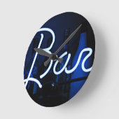 バーのサインカッコいい、青い点灯ネオンライト ラウンド壁時計 (傾斜)